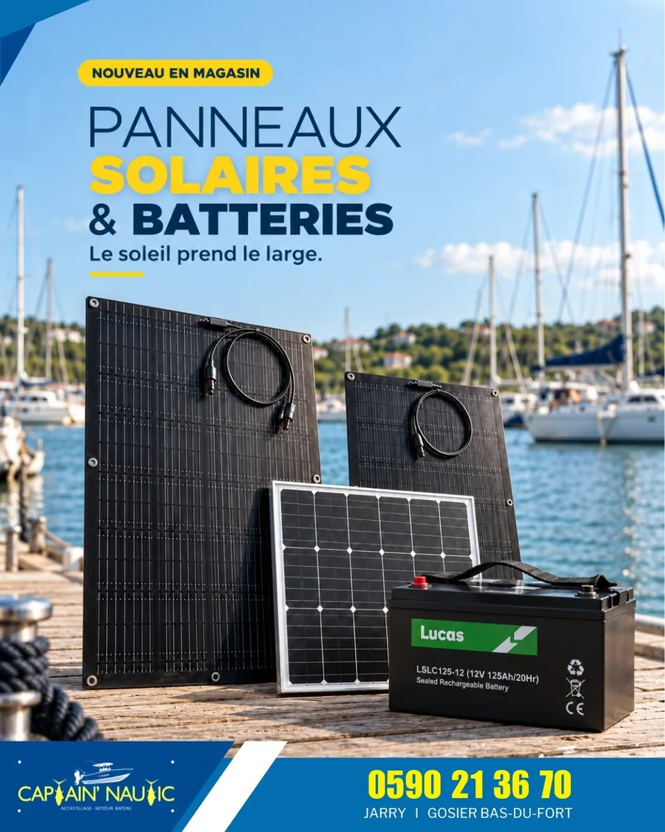 Captain Nautic : panneaux solaires et batteries, « Le soleil prend le large. »